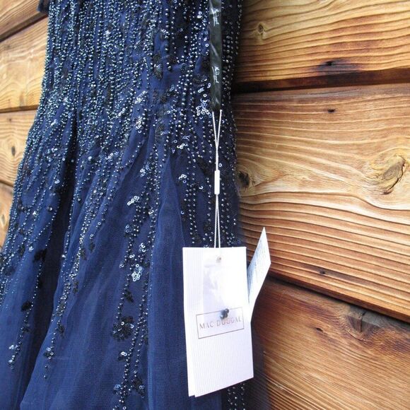 Mac Duggal 10806 Womens EMBELLISHED FLUTTER SLEEVE TEA-LENGTH DRESS - Picture 14 of 15